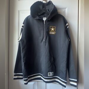 Victoria's Secret Pink US ARMY Quarter Zip Anorak Hoodie Jacket Black Size S